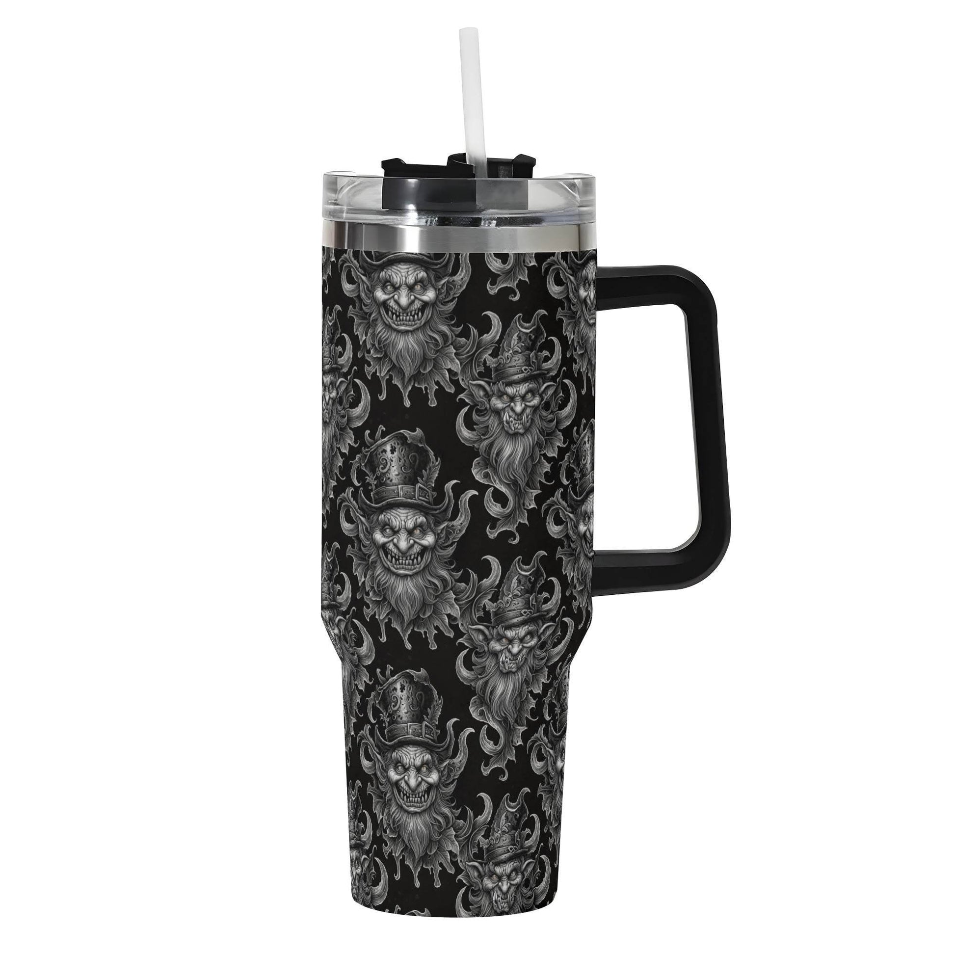 Demon Leprechaun 40oz Stainless Steel Tumbler Gift With Black Handle and Straw - DeRose Seasonal