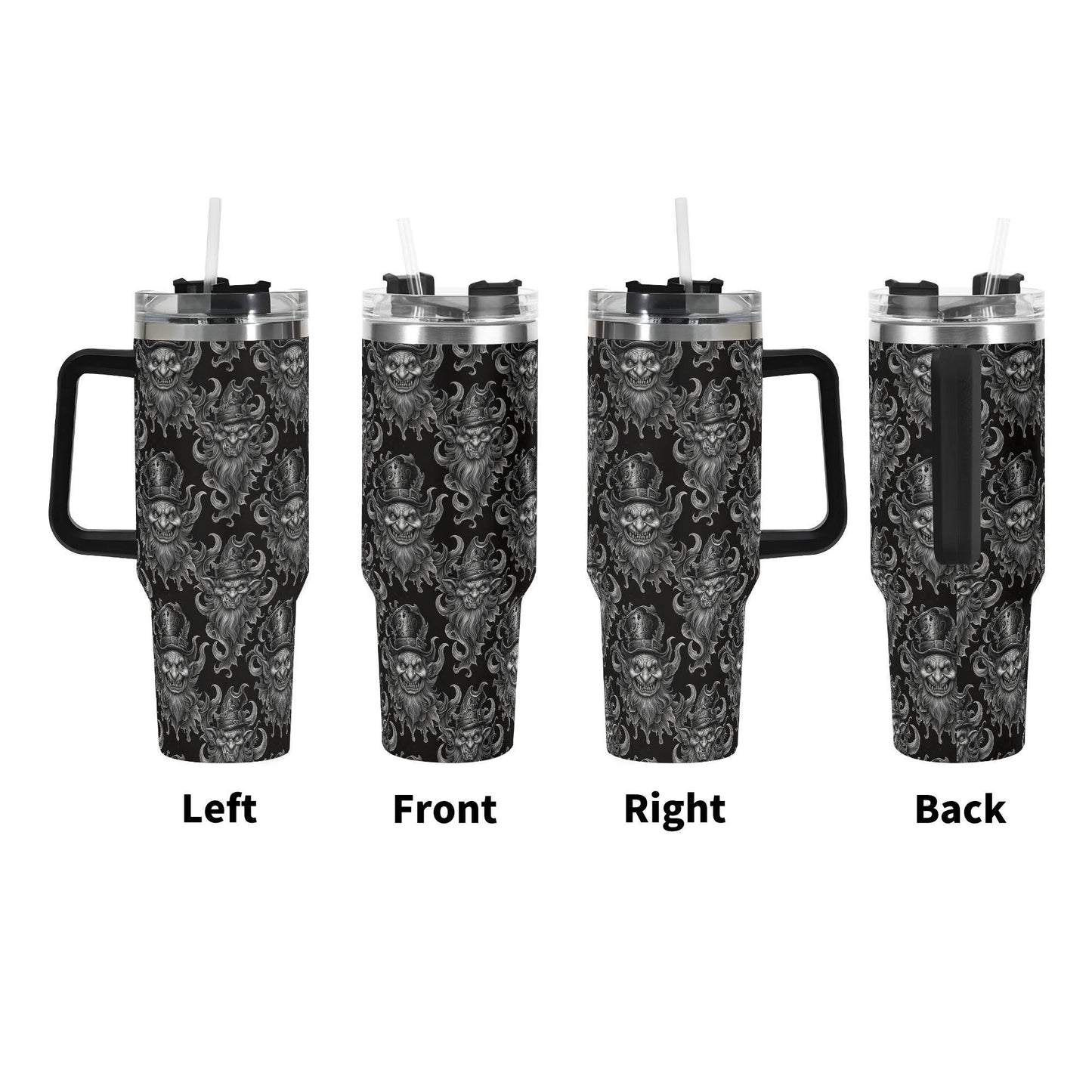 Demon Leprechaun 40oz Stainless Steel Tumbler Gift With Black Handle and Straw - DeRose Seasonal