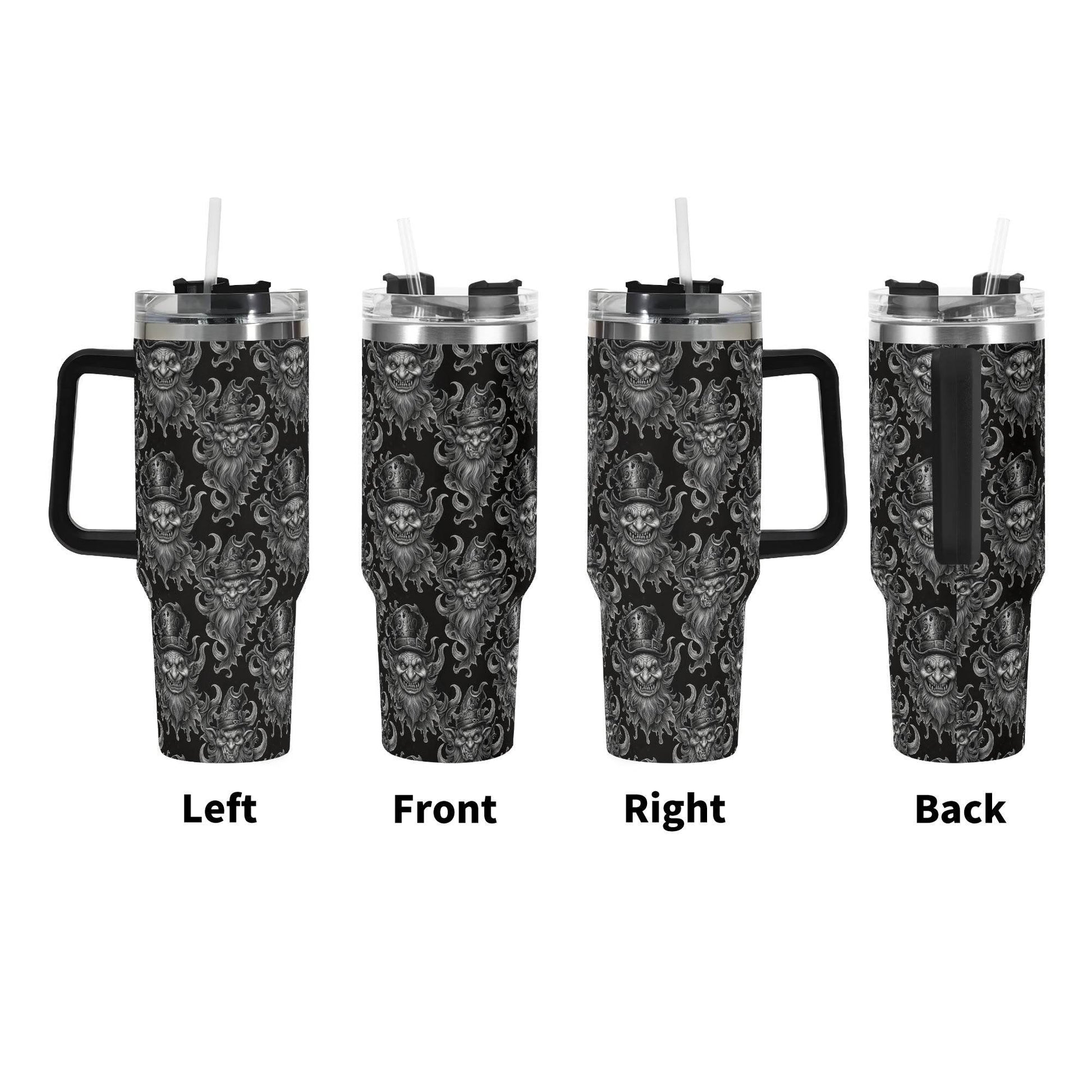Demon Leprechaun 40oz Stainless Steel Tumbler Gift With Black Handle and Straw - DeRose Seasonal