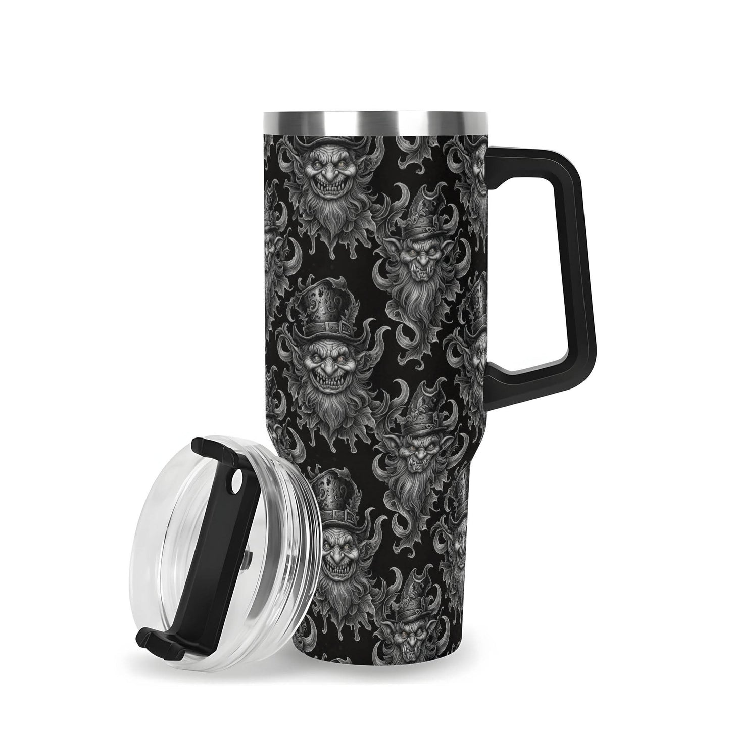 Demon Leprechaun 40oz Stainless Steel Tumbler Gift With Black Handle and Straw - DeRose Seasonal