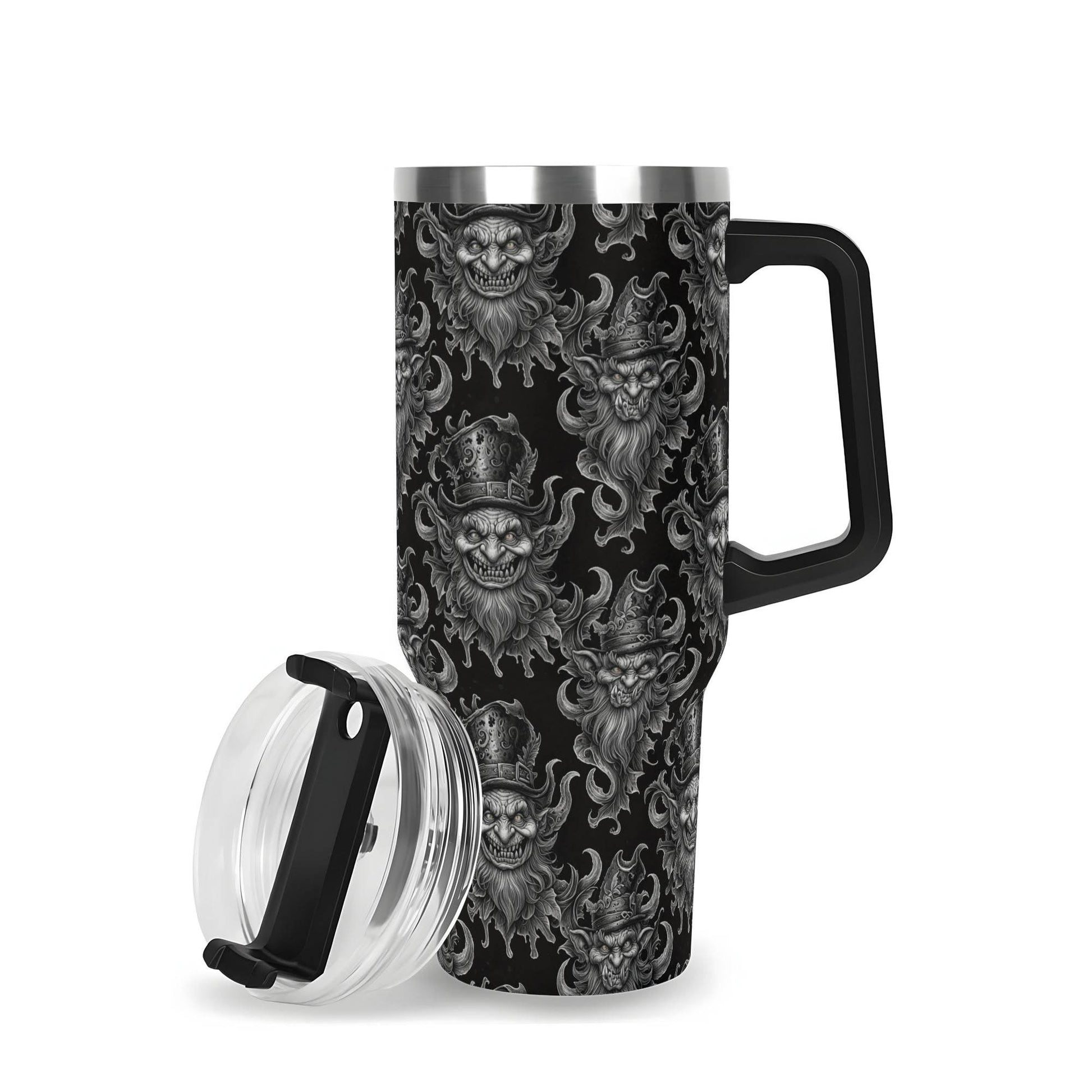 Demon Leprechaun 40oz Stainless Steel Tumbler Gift With Black Handle and Straw - DeRose Seasonal