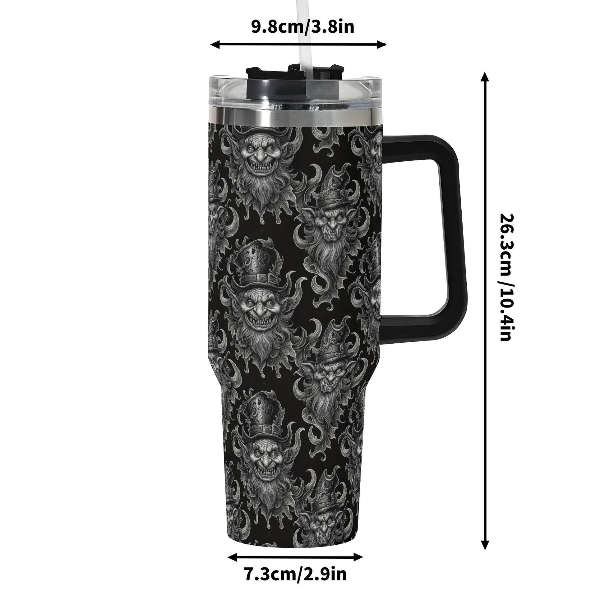 Demon Leprechaun 40oz Stainless Steel Tumbler Gift With Black Handle and Straw - DeRose Seasonal