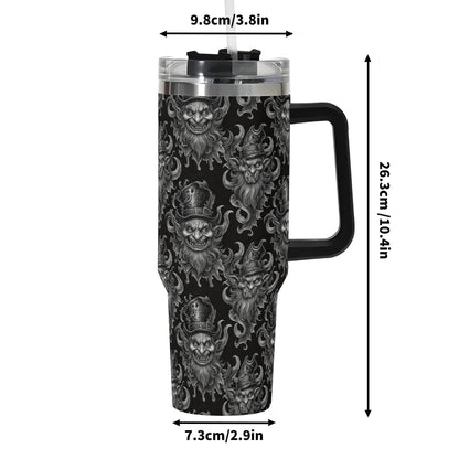 Demon Leprechaun 40oz Stainless Steel Tumbler Gift With Black Handle and Straw - DeRose Seasonal