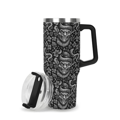 Evil Leprechaun 40oz Stainless Steel Tumbler Gift With Black Handle and Straw - DeRose Seasonal