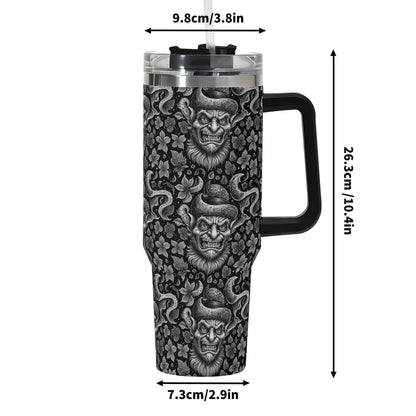 Evil Leprechaun 40oz Stainless Steel Tumbler Gift With Black Handle and Straw - DeRose Seasonal