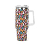 Fun Bunny 40oz Stainless Steel Tumbler Gift With White Handle and Straw - DeRose Seasonal