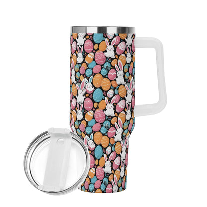 Fun Bunny 40oz Stainless Steel Tumbler Gift With White Handle and Straw - DeRose Seasonal