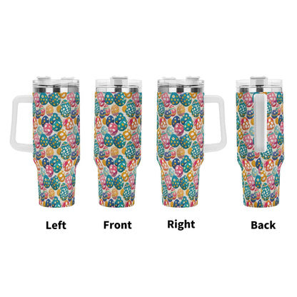 Festive Egg 40oz Stainless Steel Tumbler Gift With White Handle and Straw - DeRose Seasonal
