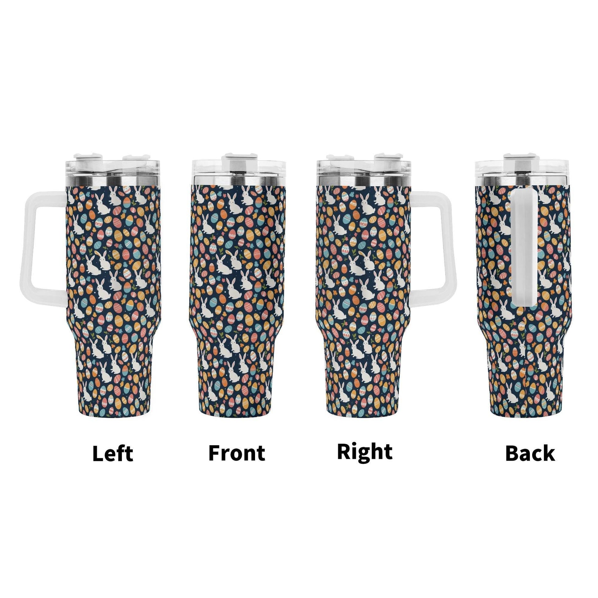 Bunny Eggs 40oz Stainless Steel Tumbler Gift With White Handle and Straw - DeRose Seasonal