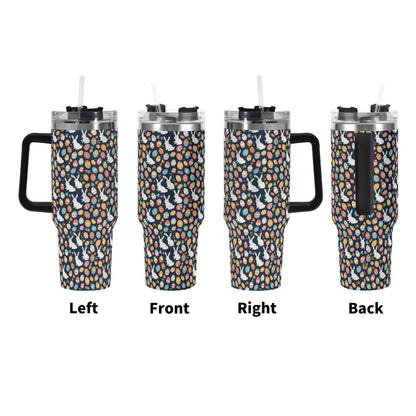 Bunny Eggs 40oz Stainless Steel Tumbler Gift With Black Handle and Straw - DeRose Seasonal