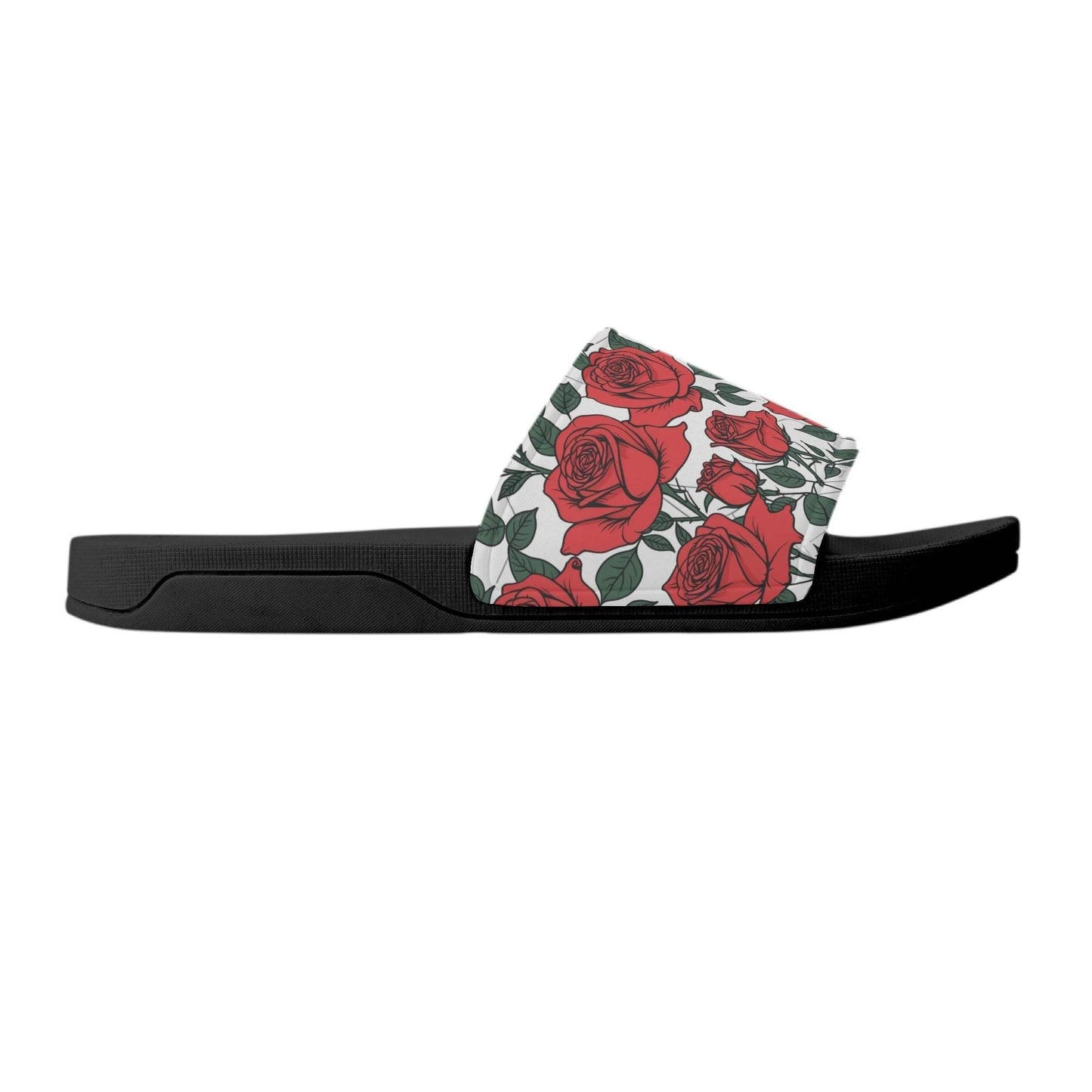 Red Leafy Roses Men's Slide Sandals - DeRose Seasonal