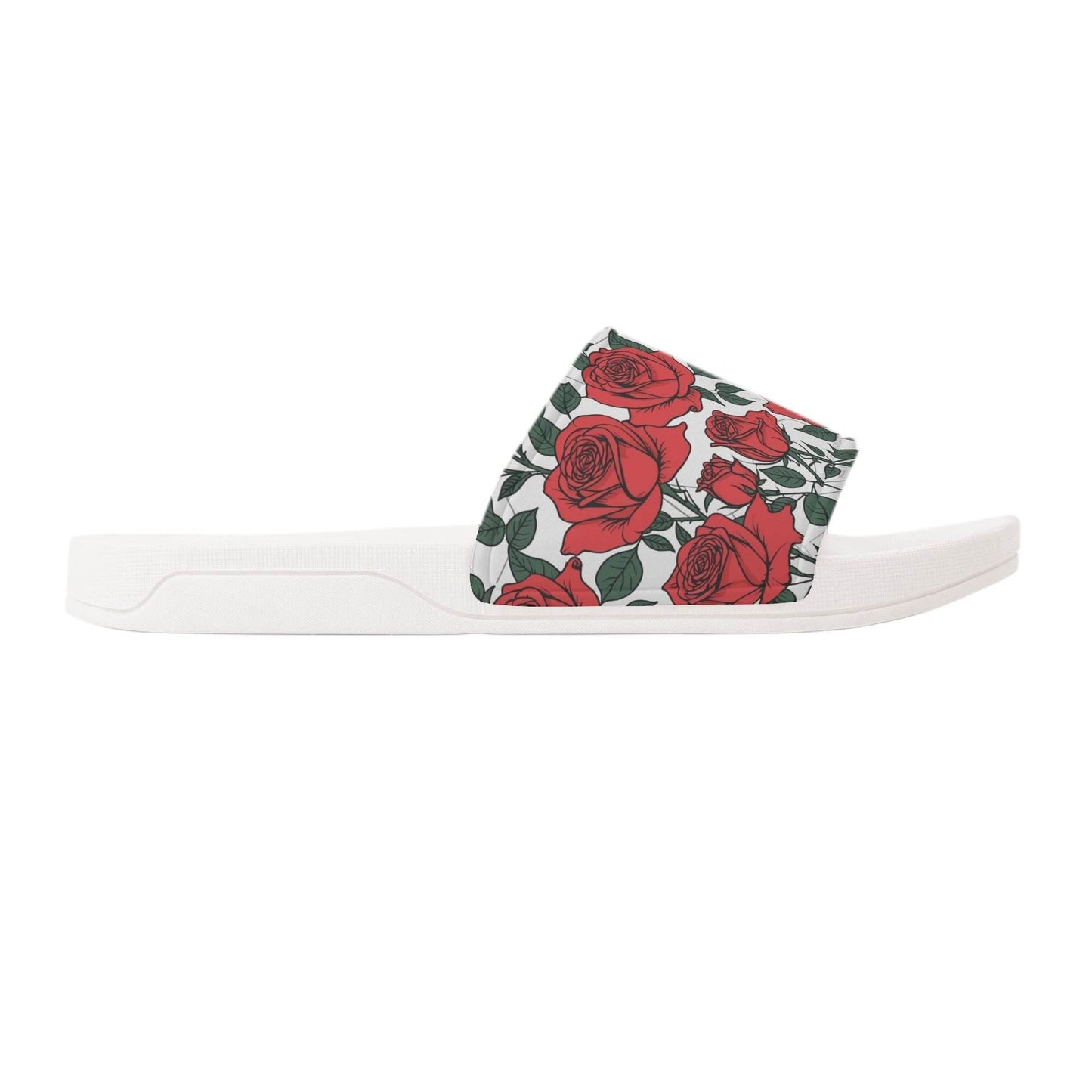 Red Leafy Roses Men's Slide Sandals - DeRose Seasonal
