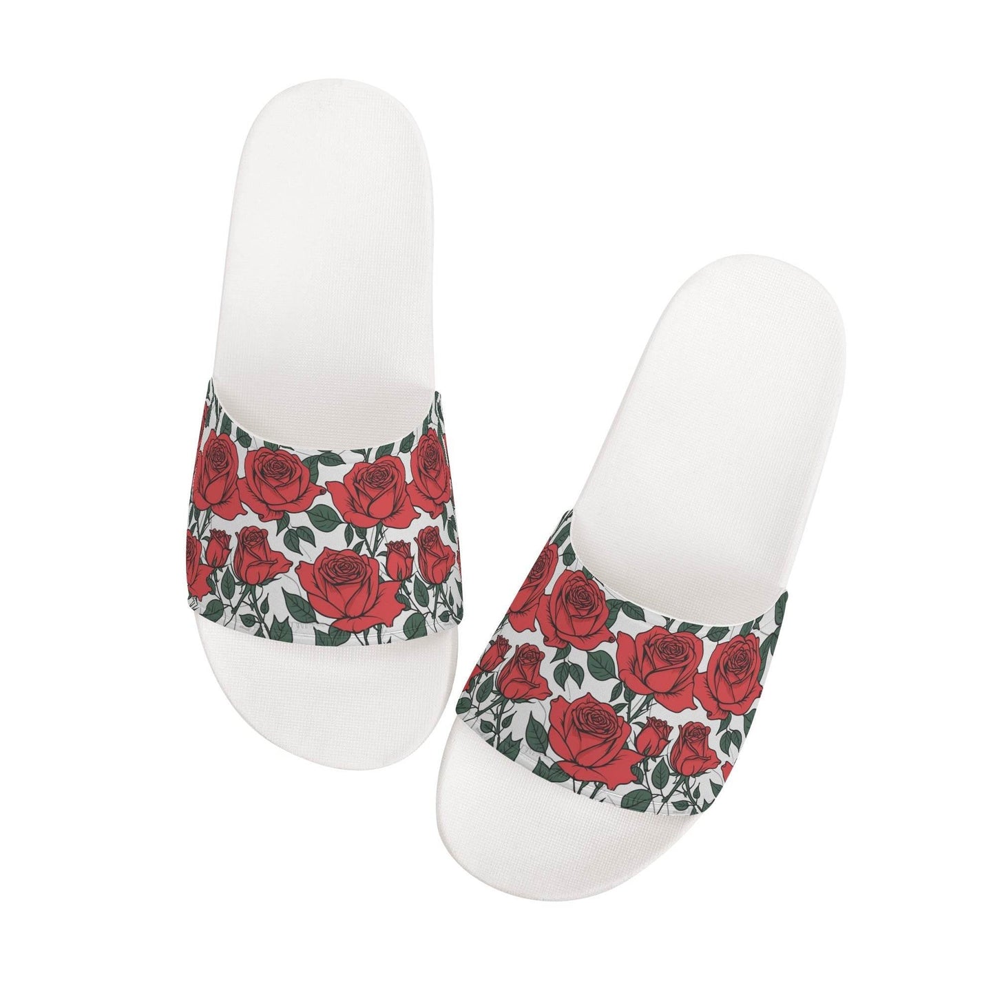 Red Leafy Roses Men's Slide Sandals - DeRose Seasonal