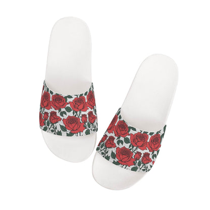 Red Leafy Roses Men's Slide Sandals - DeRose Seasonal