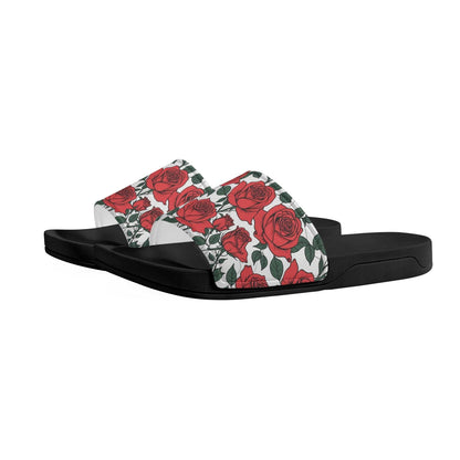 Red Leafy Roses Men's Slide Sandals - DeRose Seasonal