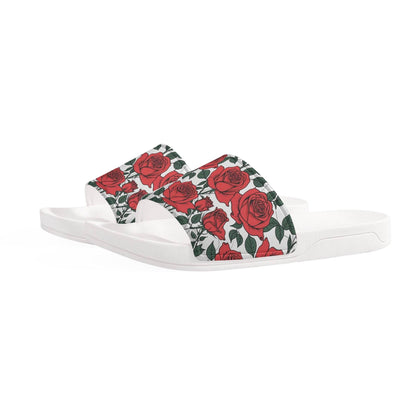 Red Leafy Roses Women's Slide Sandals - DeRose Seasonal