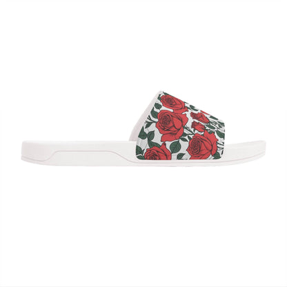 Red Leafy Roses Women's Slide Sandals - DeRose Seasonal