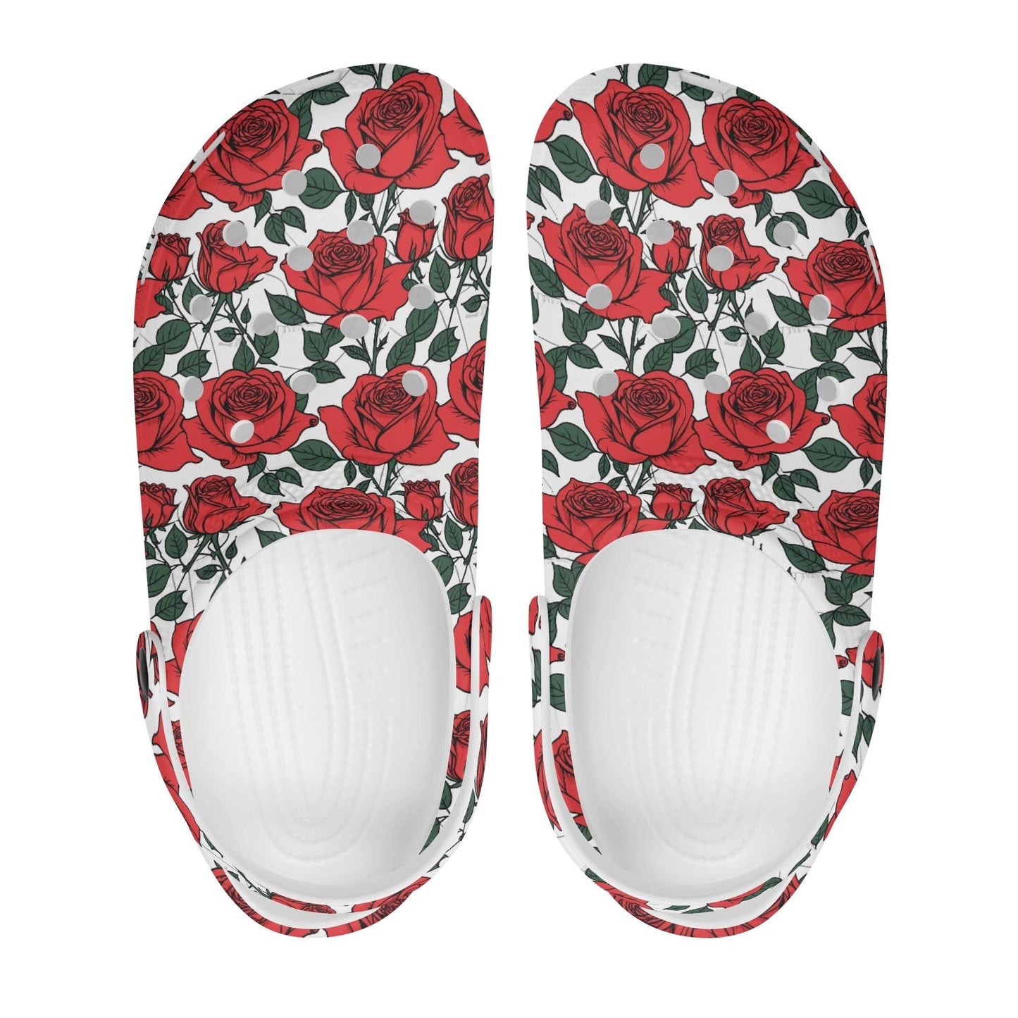 Red Leafy Roses Women's Vented Sandals - DeRose Seasonal