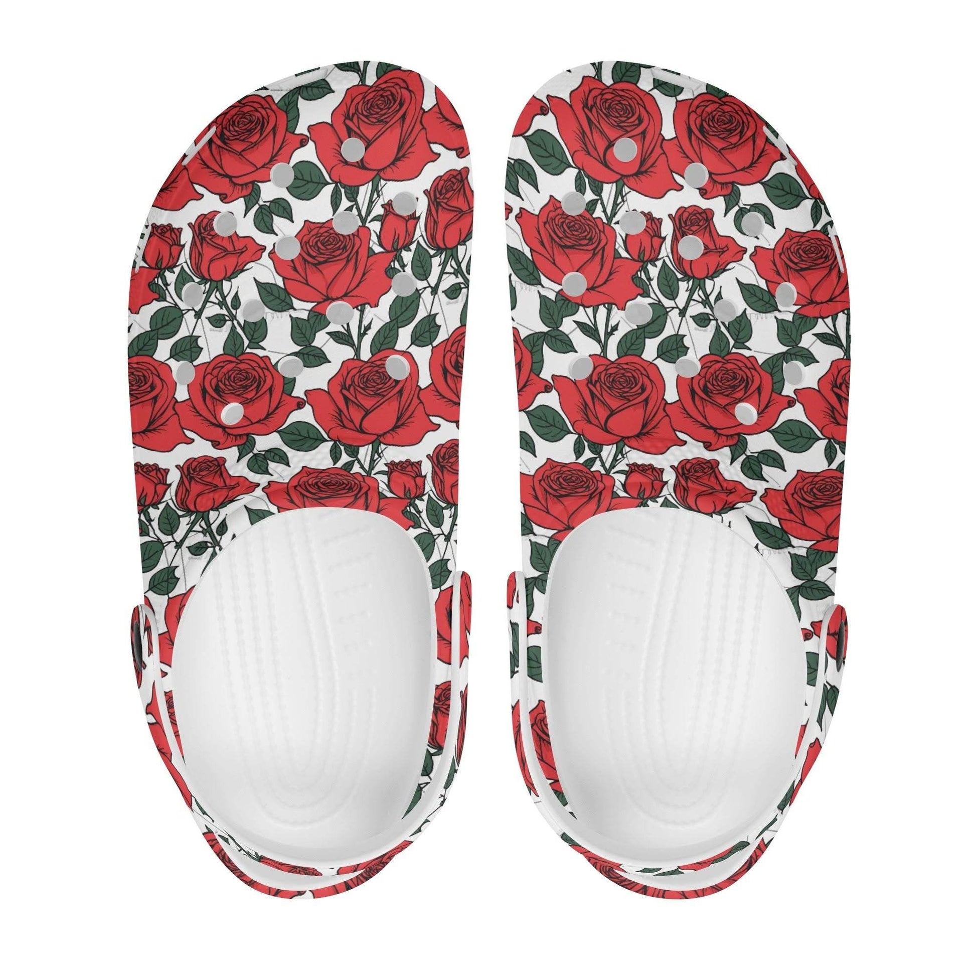 Red Leafy Roses Women's Vented Sandals - DeRose Seasonal