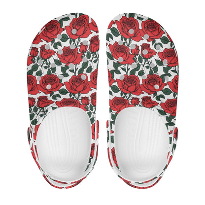 Red Leafy Roses Women's Vented Sandals - DeRose Seasonal
