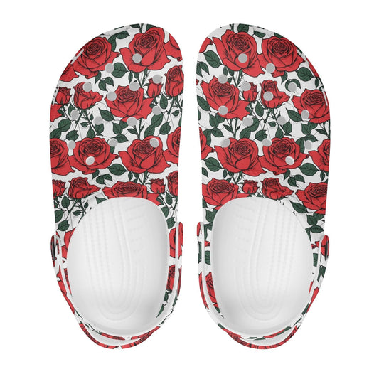 Red Leafy Roses Women's Vented Sandals - DeRose Seasonal