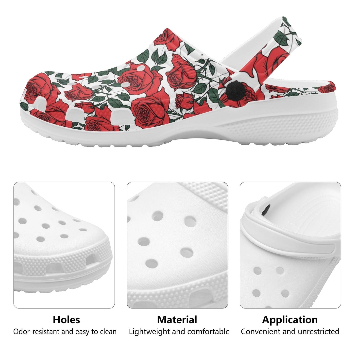 Red Leafy Roses Women's Vented Sandals - DeRose Seasonal