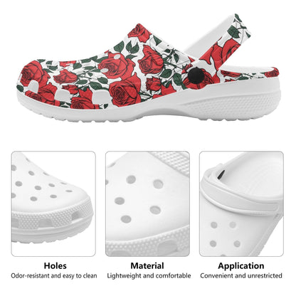 Red Leafy Roses Women's Vented Sandals - DeRose Seasonal