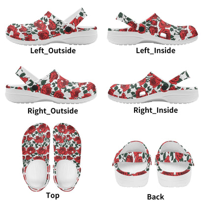 Red Leafy Roses Women's Vented Sandals - DeRose Seasonal
