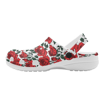 Red Leafy Roses Women's Vented Sandals - DeRose Seasonal