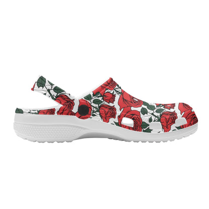Red Leafy Roses Women's Vented Sandals - DeRose Seasonal