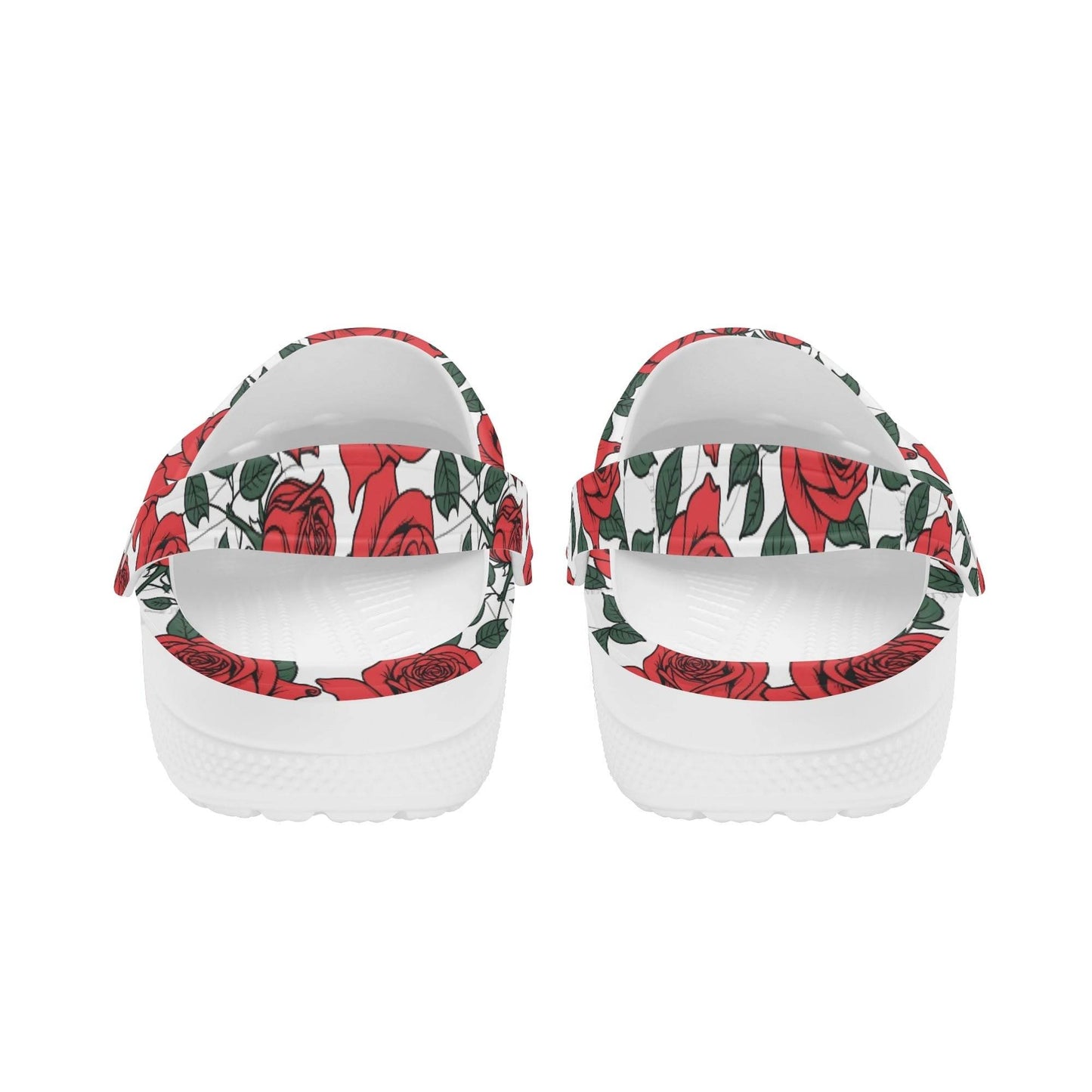 Red Leafy Roses Women's Vented Sandals - DeRose Seasonal