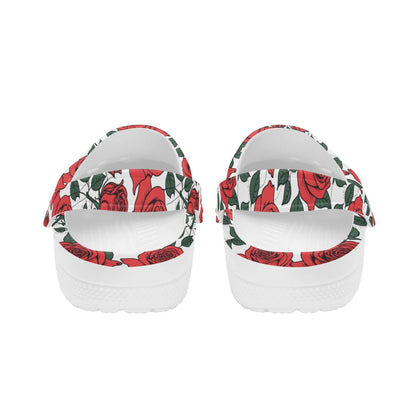 Red Leafy Roses Women's Vented Sandals - DeRose Seasonal