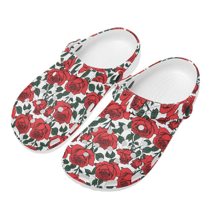 Red Leafy Roses Women's Vented Sandals - DeRose Seasonal