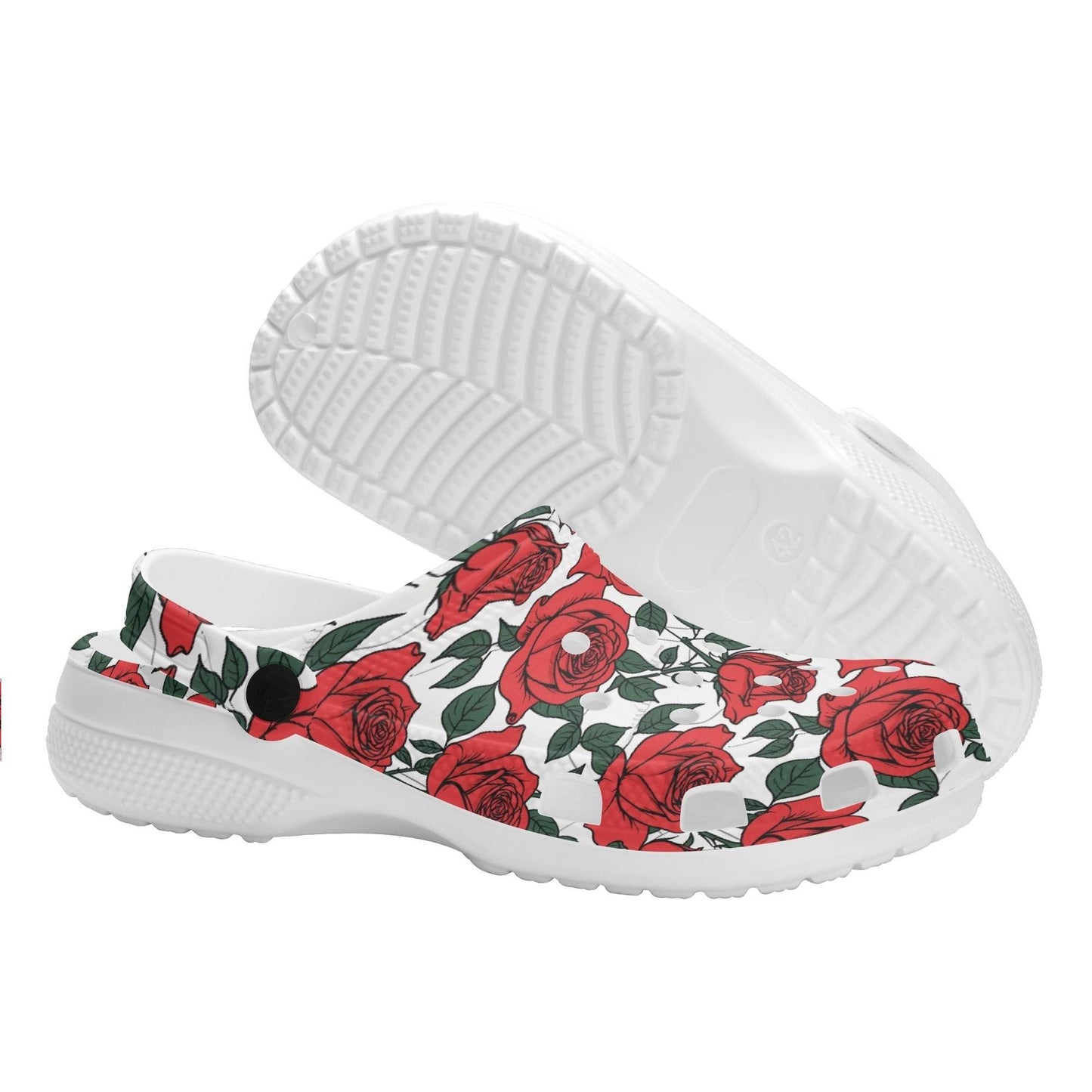 Red Leafy Roses Women's Vented Sandals - DeRose Seasonal