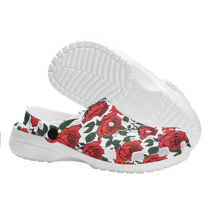 Red Leafy Roses Women's Vented Sandals - DeRose Seasonal