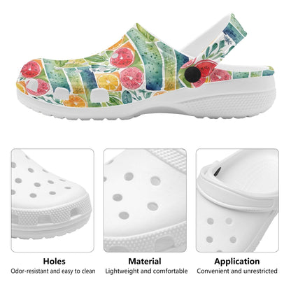 Watercolor Fruit Women's Vented Sandals - DeRose Seasonal