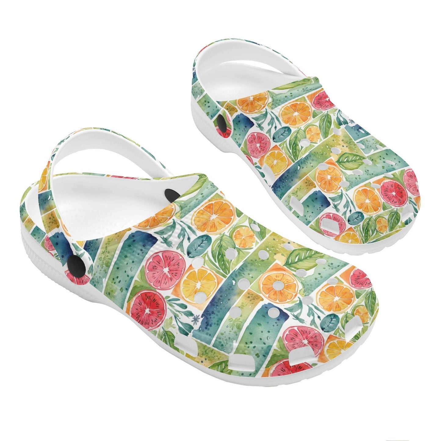 Watercolor Fruit Women's Vented Sandals - DeRose Seasonal