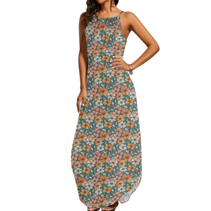 Pastel Flowers Women's Elegant Sleeveless Evening Dress - DeRose Seasonal