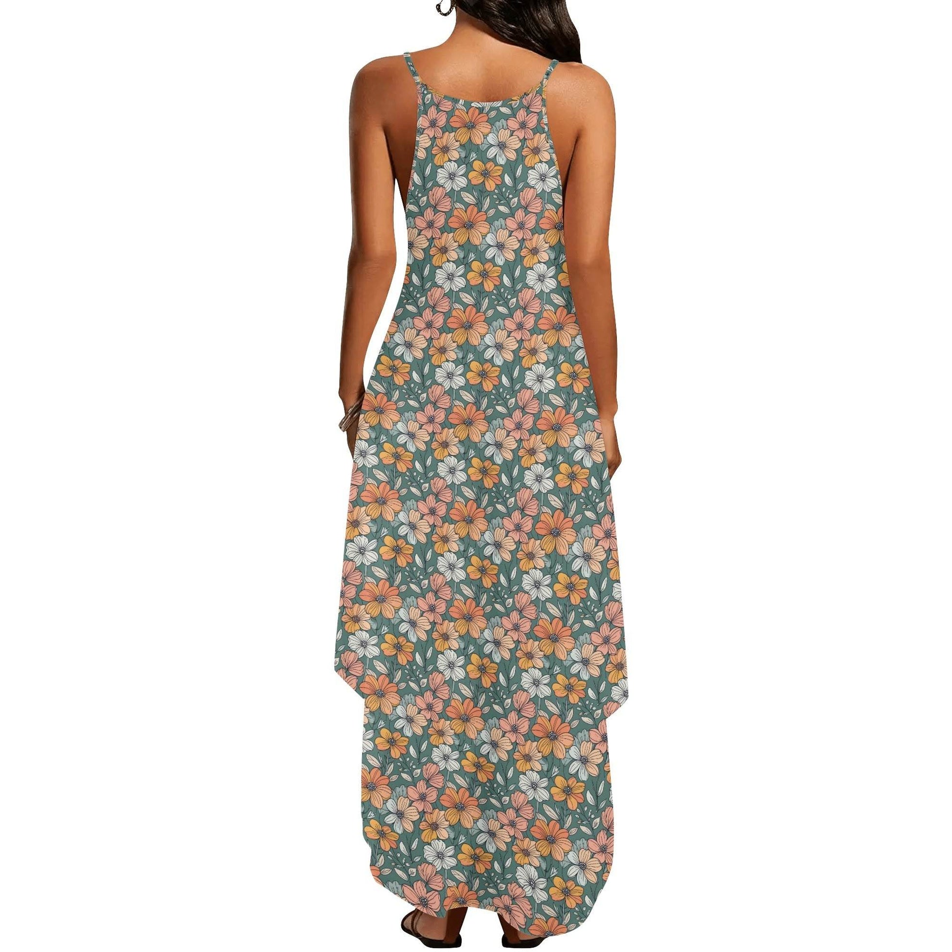 Pastel Flowers Women's Elegant Sleeveless Evening Dress - DeRose Seasonal