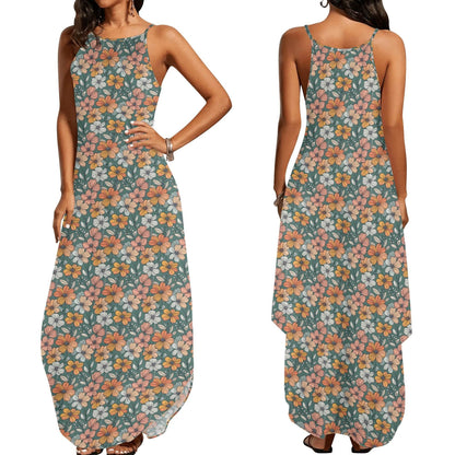 Pastel Flowers Women's Elegant Sleeveless Evening Dress - DeRose Seasonal