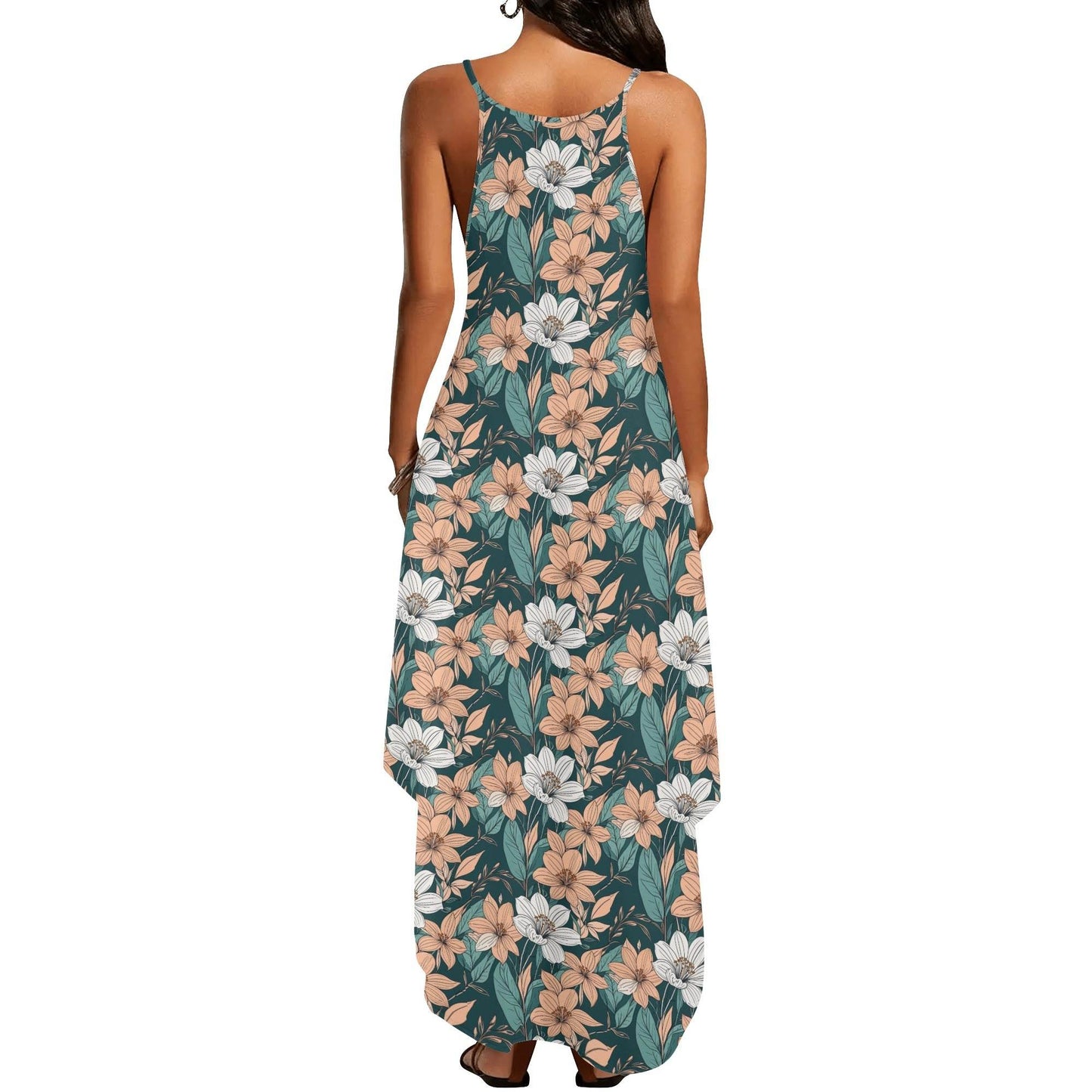 Pastel Floral Women's Elegant Sleeveless Evening Dress - DeRose Seasonal