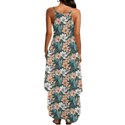 Pastel Floral Women's Elegant Sleeveless Evening Dress - DeRose Seasonal