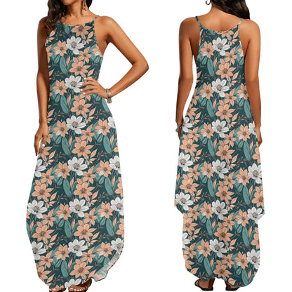 Pastel Floral Women's Elegant Sleeveless Evening Dress - DeRose Seasonal