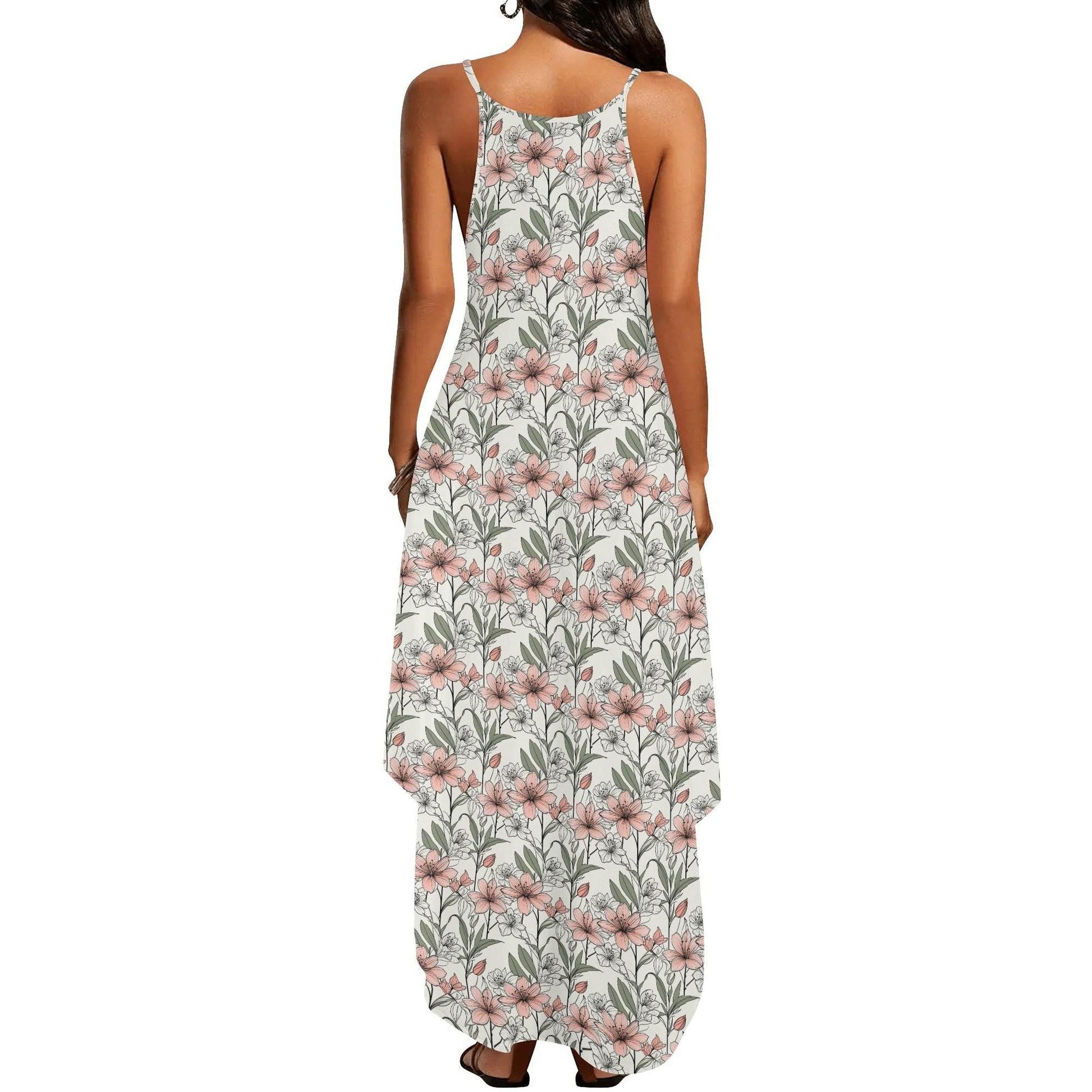 Japan Floral Women's Elegant Sleeveless Evening Dress - DeRose Seasonal