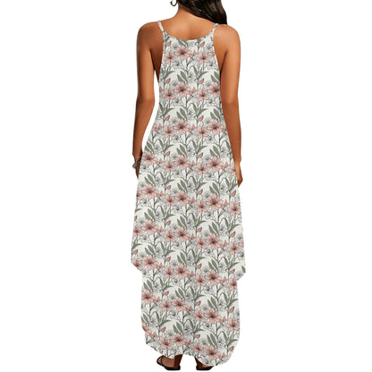 Japan Floral Women's Elegant Sleeveless Evening Dress - DeRose Seasonal