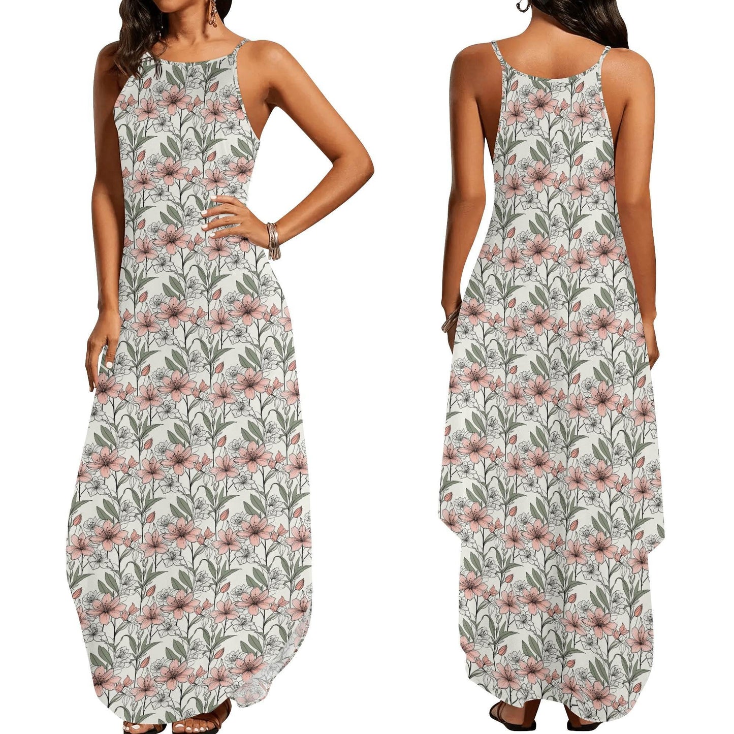 Japan Floral Women's Elegant Sleeveless Evening Dress - DeRose Seasonal