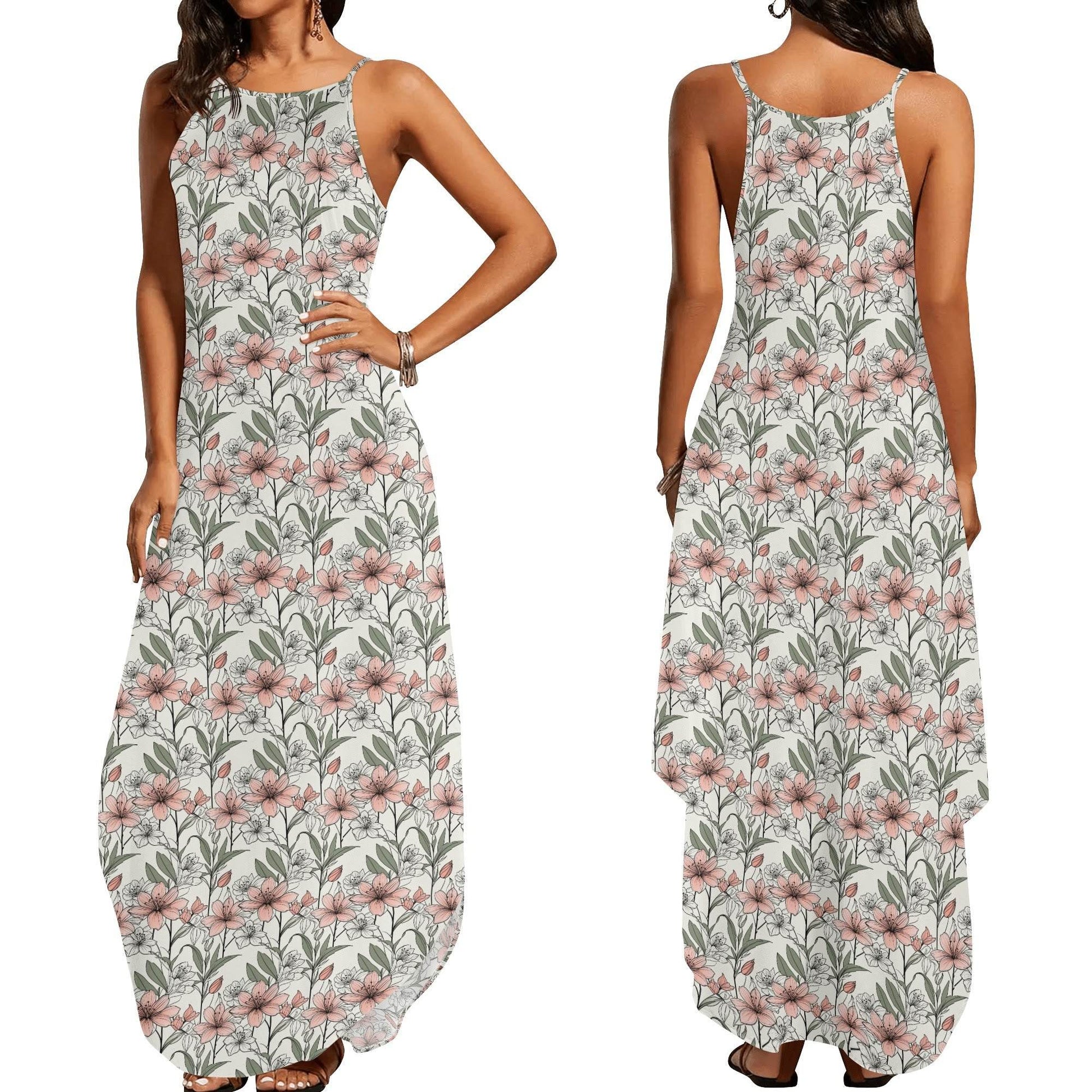 Japan Floral Women's Elegant Sleeveless Evening Dress - DeRose Seasonal