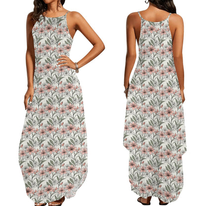 Japan Floral Women's Elegant Sleeveless Evening Dress - DeRose Seasonal
