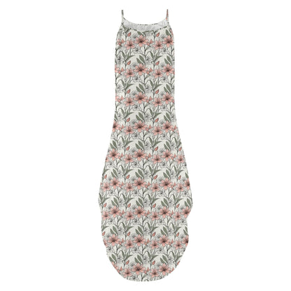 Japan Floral Women's Elegant Sleeveless Evening Dress - DeRose Seasonal