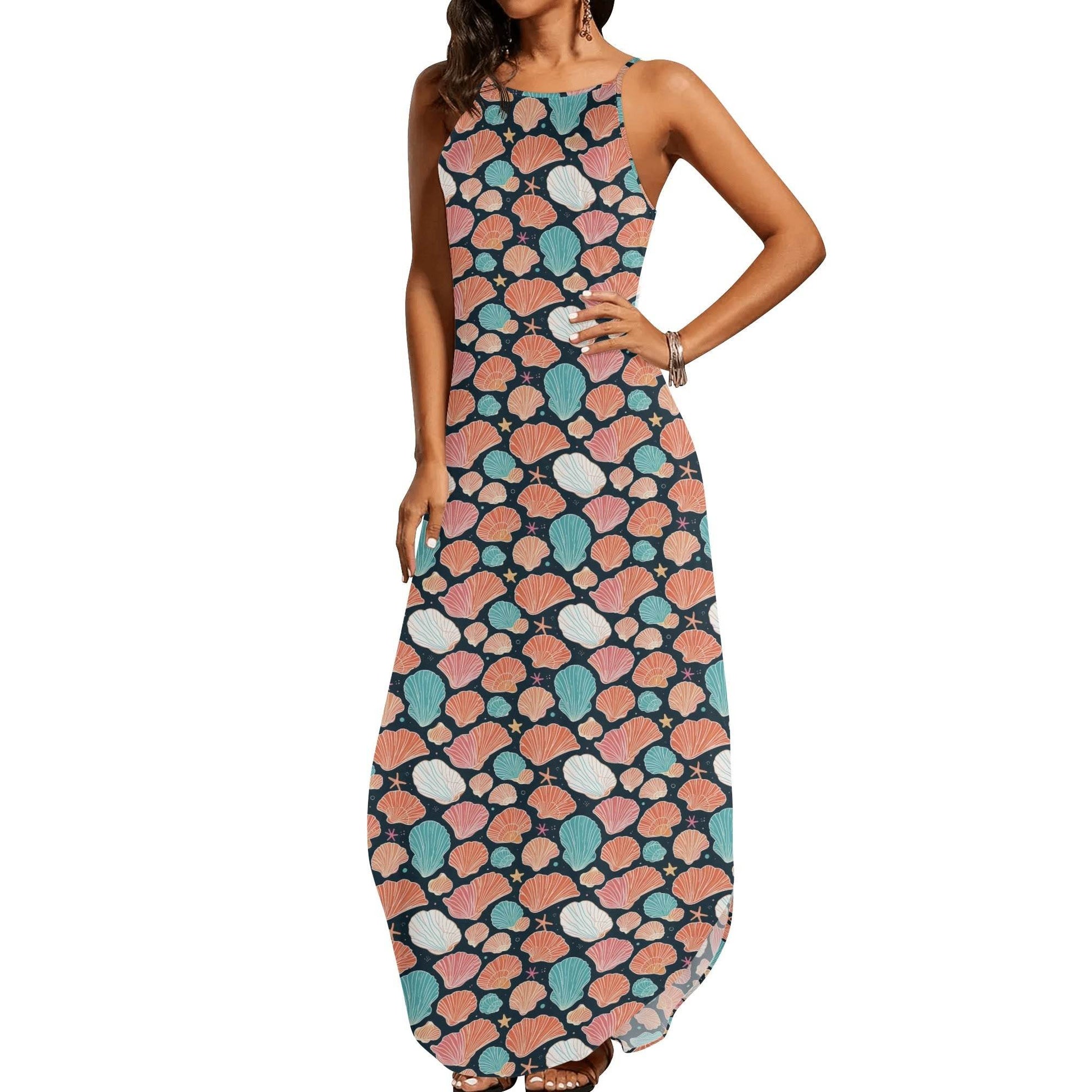 Shells and Stars Womens Elegant Sleeveless Evening Dress - DeRose Seasonal